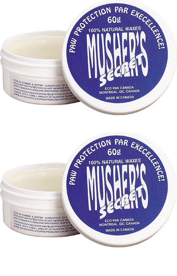 Mushers Secret Paw Protection Wax Dog Moisturizer Invisible Boots Pet Puppy Snow 60 Gram 2 Pack - Hooves and Paws