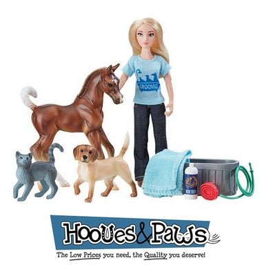 Breyer Classics Pet Groomer Set 6" Doll and Animals w/ Gear Toys 62029 - Hooves and Paws