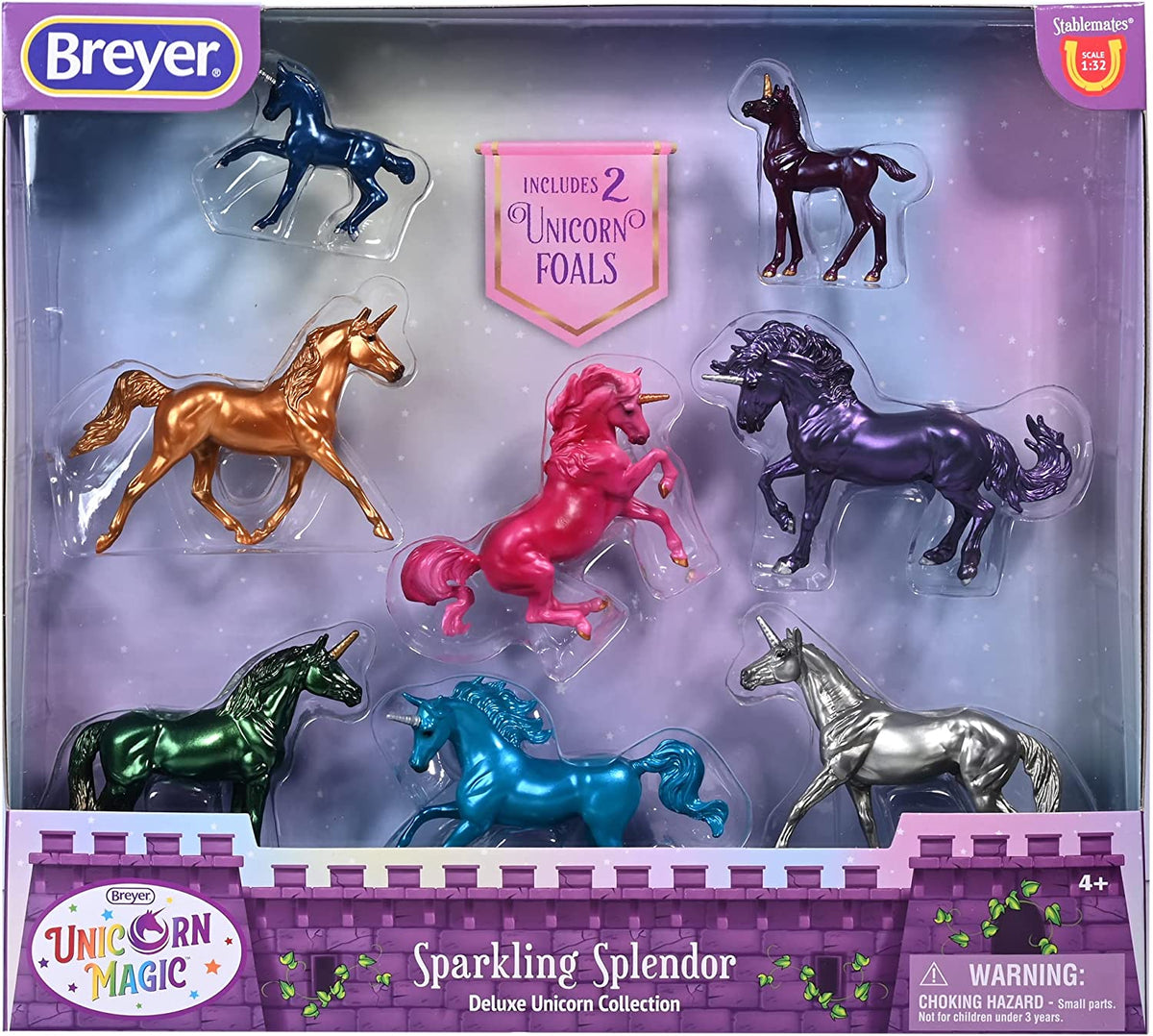 Breyer Horses Stablemates Sparkling Splendor Deluxe Unicorn Set - 8 Unicorn Set - Horse Figurines - 3.75" x 2.5" - 1:32 Scale - Model #6937