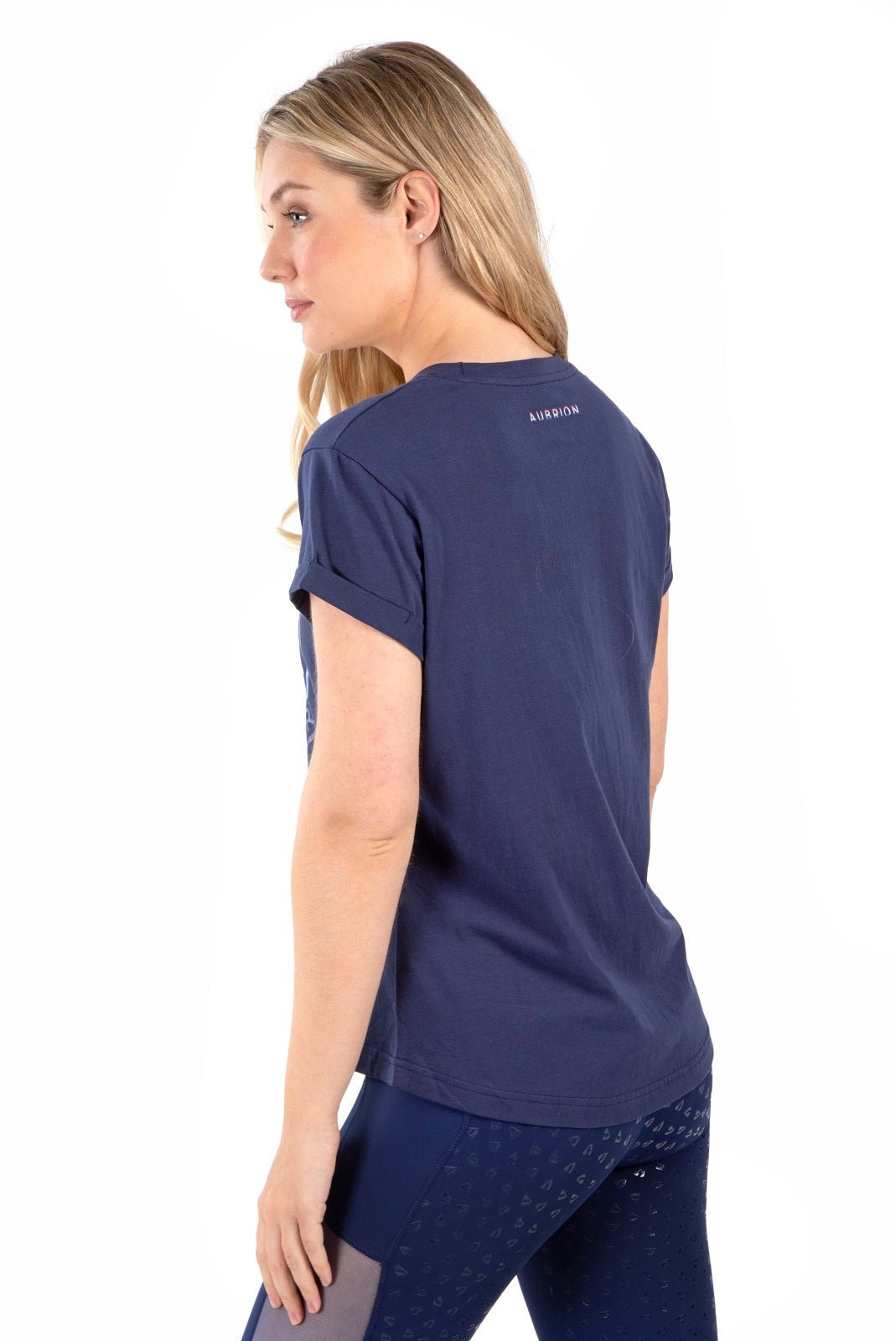 Shires Equine Aubrion Croxley Riding T-Shirt Dark Navy Shirt Ladies 8160 - Hooves and Paws