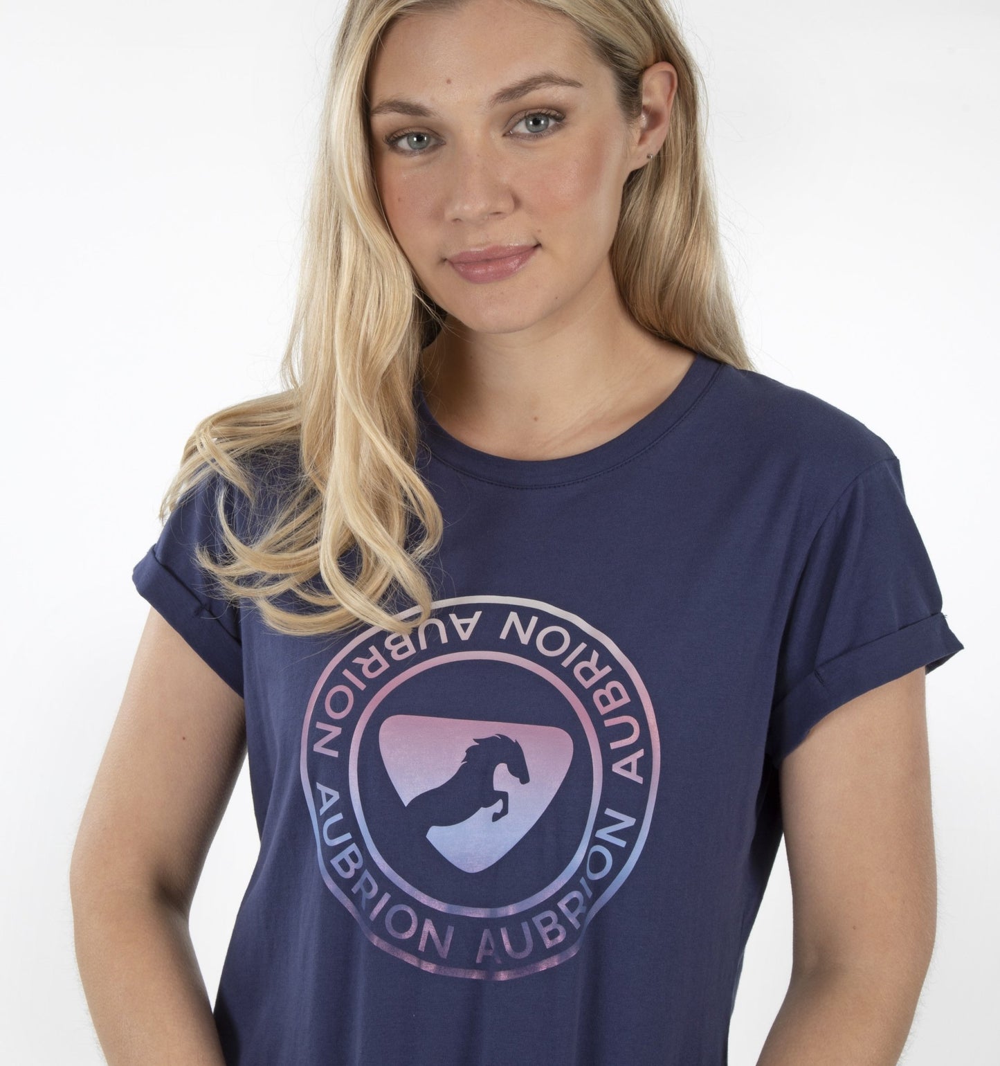 Shires Equine Aubrion Croxley Riding T-Shirt Dark Navy Shirt Ladies 8160 - Hooves and Paws