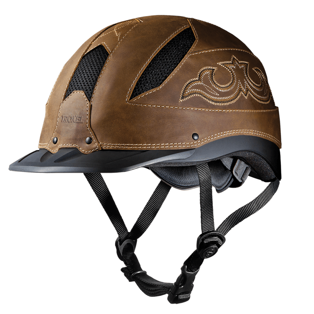 Troxel Low Profile Western Safety Riding Helmet Cheyenne - Brown - Hooves and Paws