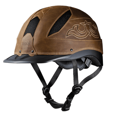 Troxel Low Profile Western Safety Riding Helmet Cheyenne - Brown - Hooves and Paws