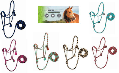 Weaver Leather Bamboo Ecoluxe Horse Equine Braided Rope Halter with 8' Lead - Hooves and Paws