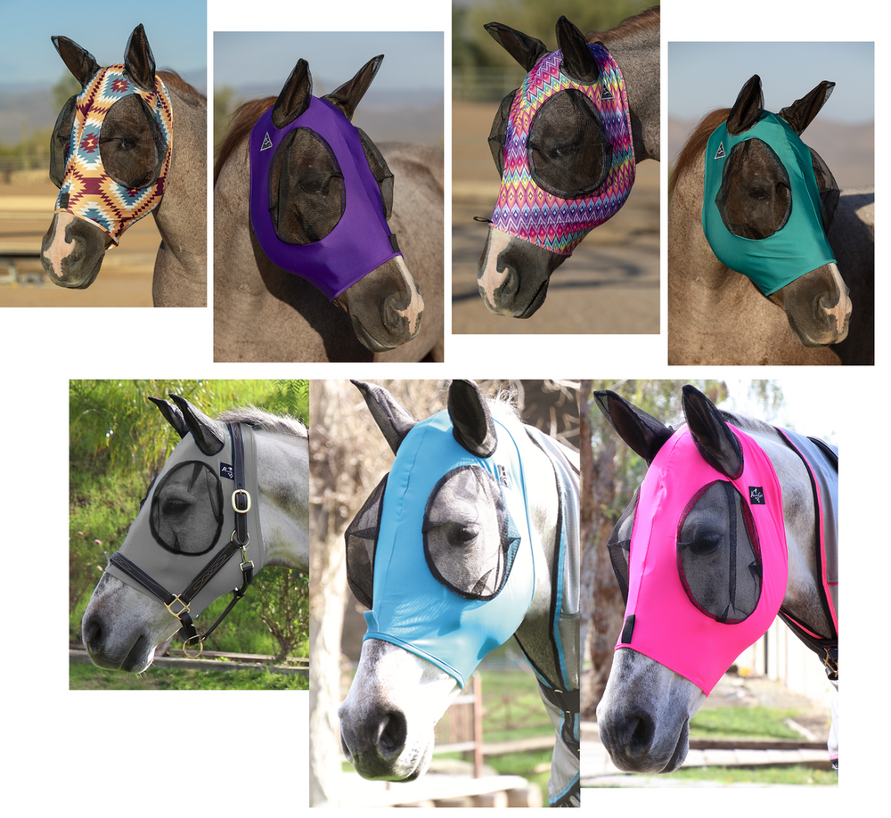 Professional's Choice Comfort Fit Horse Lycra Fly Mask with Ears All Sizes