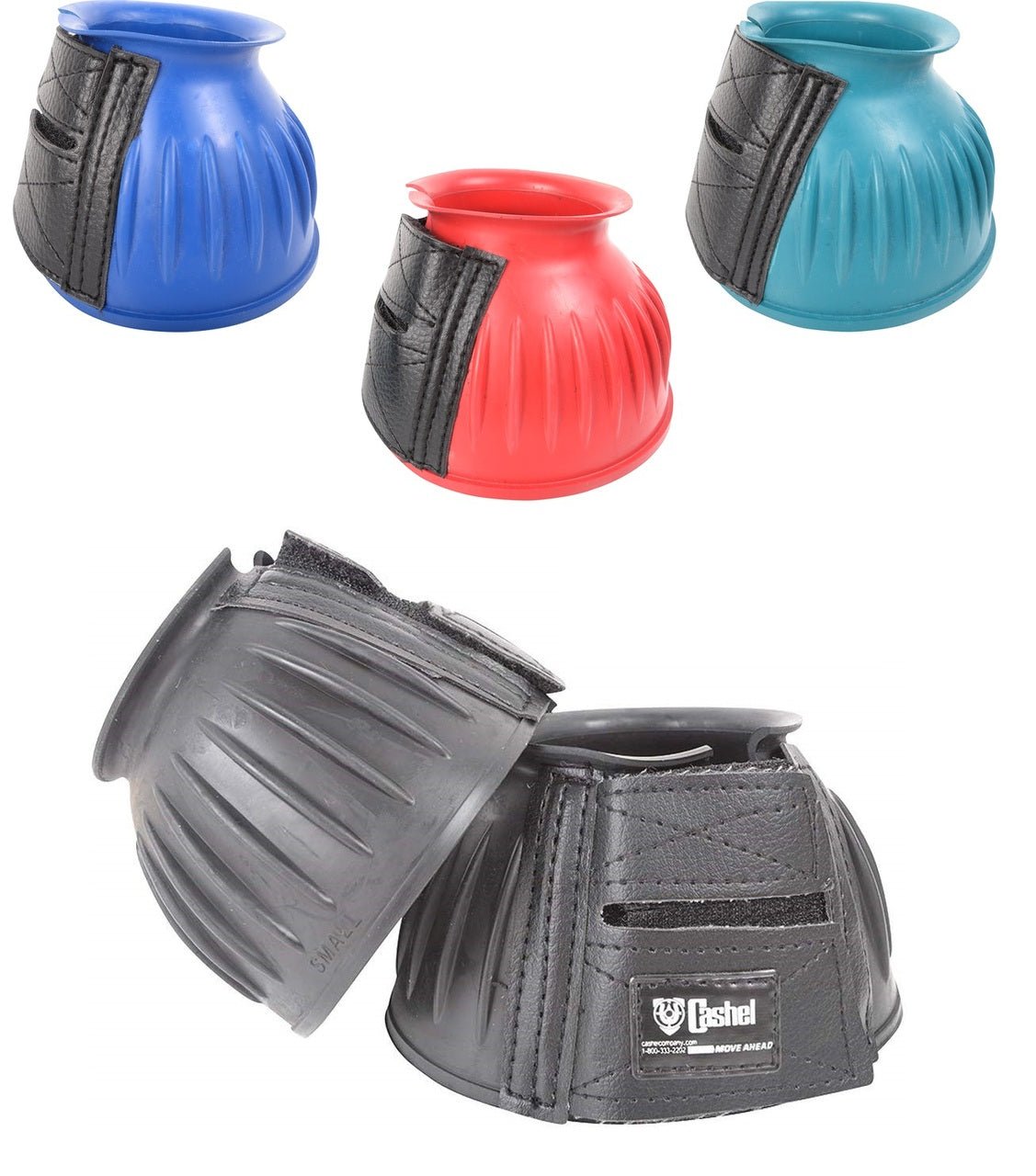 Cashel Heavy Duty Durable Colorful Equine Horse Rubber Bell Boots Black Blue Red or Teal - Hooves and Paws
