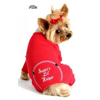 Doggie Design Dog Pjs Pet Pajamas Clothes Holiday Christmas Thermal Santas Lil Helper Embroidered - Hooves and Paws