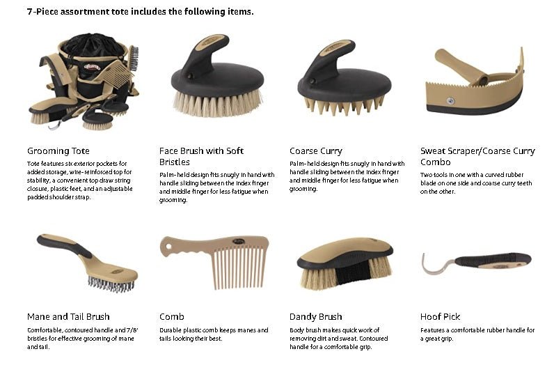 Weaver Leather Horse Equine Grooming Kit 7 - Piece Assortment - Hooves and Paws