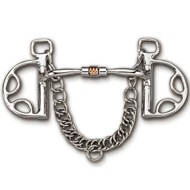 Myler Kimberwick With Stainless Steel English Comfort Snaffle With Copper Roller 5 Inch Mouth Copper Inlay Mb 03