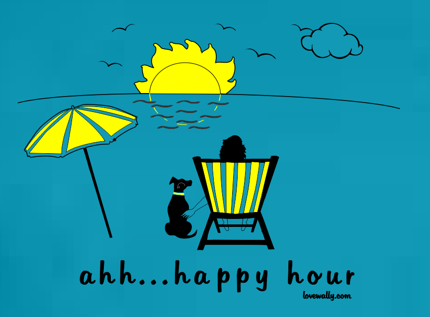 Adult Dog Lover T-Shirt Happy Hour - by LoveWally