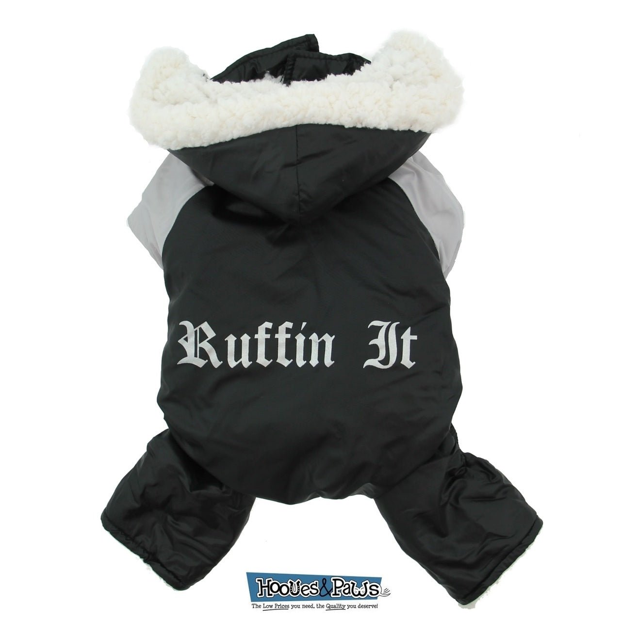 Doggie Design Lined Water Repellent Black and Grey Ruffin It Snow Suit Warm Outdoor Jacket - Hooves and Paws