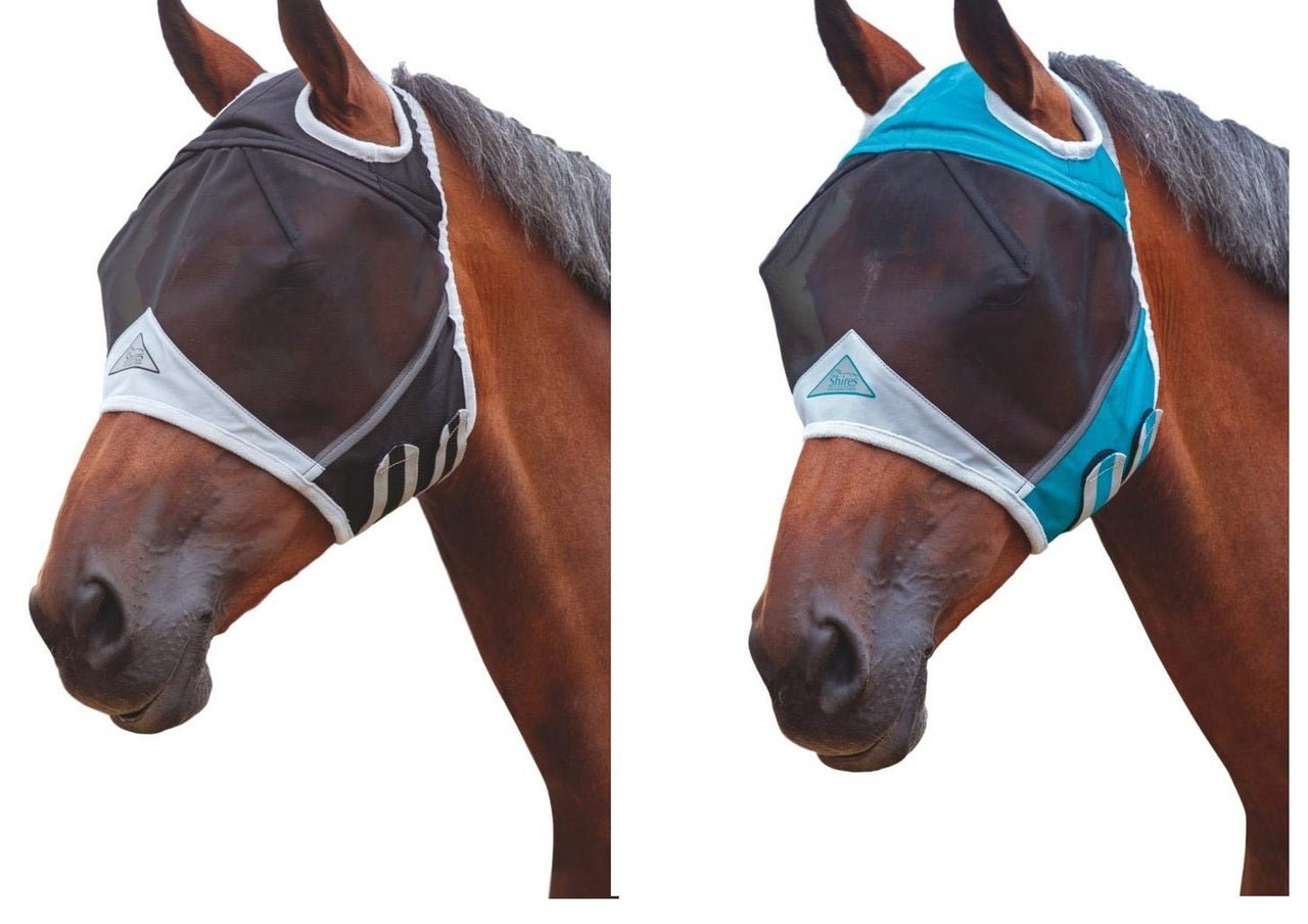 Shires Fine Mesh Horse Equine Fly Mask With Ear Holes 60% UV Protection - Hooves and Paws