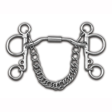 Myler Pelham With Stainless Steel Low Port Comfort Snaffle English Bit 5 Inch Mouth Copper Inlay Mb 04