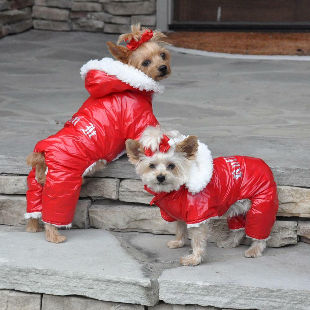 Doggie Design Lined Water Repellent Red Ruffin It Snow Suit Warm Outdoor Jacket