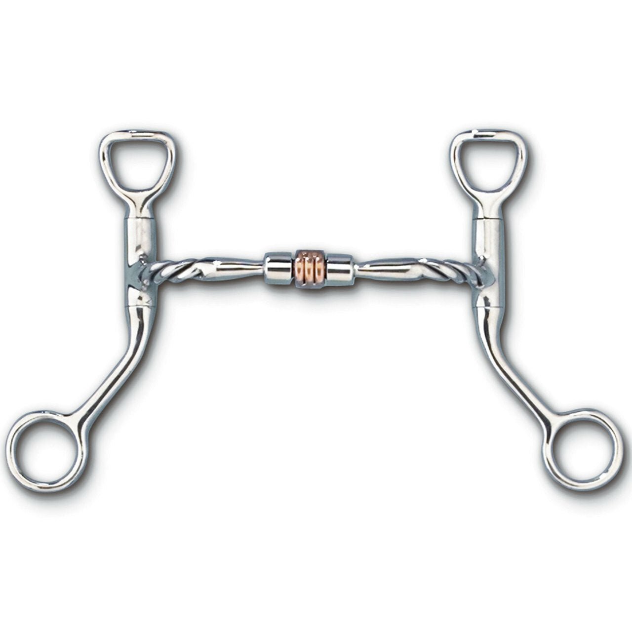 Myler Hbt Shank With Sweet Iron Twisted Comfort Snaffle With Copper Roller Tom Thumb 5 Inch Mouth Stainless Steel Copper Inlay Mb 03t - Hooves and Paws