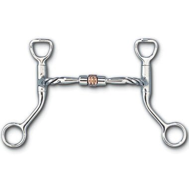 Myler Hbt Shank With Sweet Iron Twisted Comfort Snaffle With Copper Roller Tom Thumb 5 Inch Mouth Stainless Steel Copper Inlay Mb 03t - Hooves and Paws
