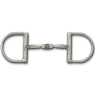 Myler Dee Without Hooks With Stainless Steel Comfort Snaffle With Copper Roller 5 Inch Mouth Copper Inlay Mb 03