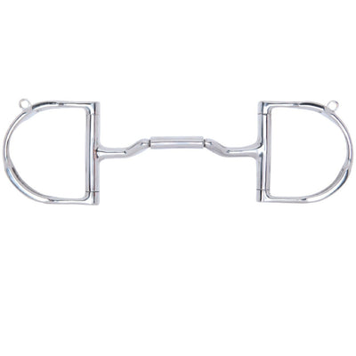 Myler Dee With Hooks With Stainless Steel Forward Tilt Ported Barrel Snaffle 5 Inch Mouth Copper Inlay Stainless Steel Mb 36 - Hooves and Paws