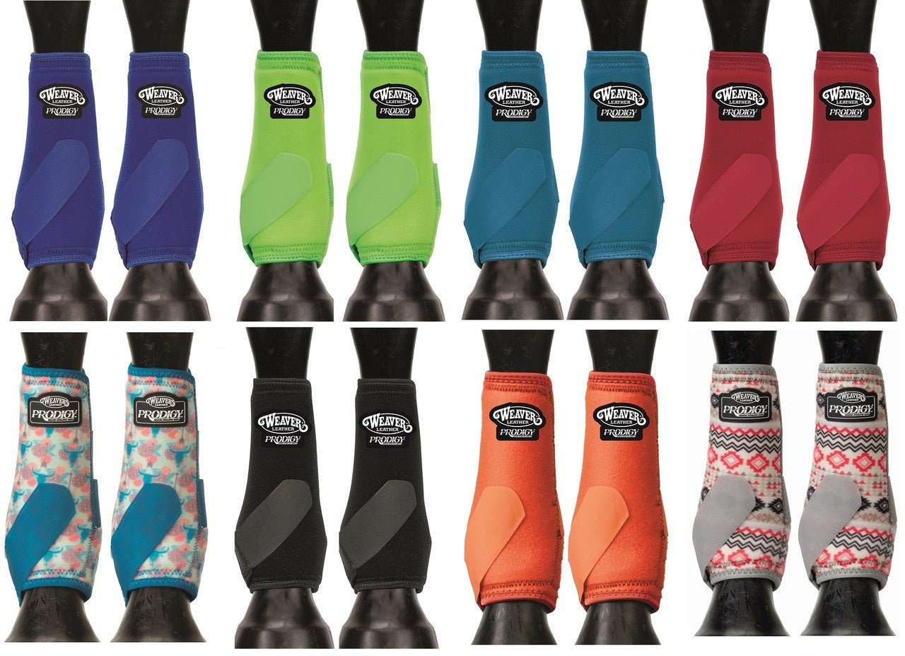Weaver Leather Horse Equine Original Prodigy Performance Athletic SMB Boots Front 2 Pack - Hooves and Paws