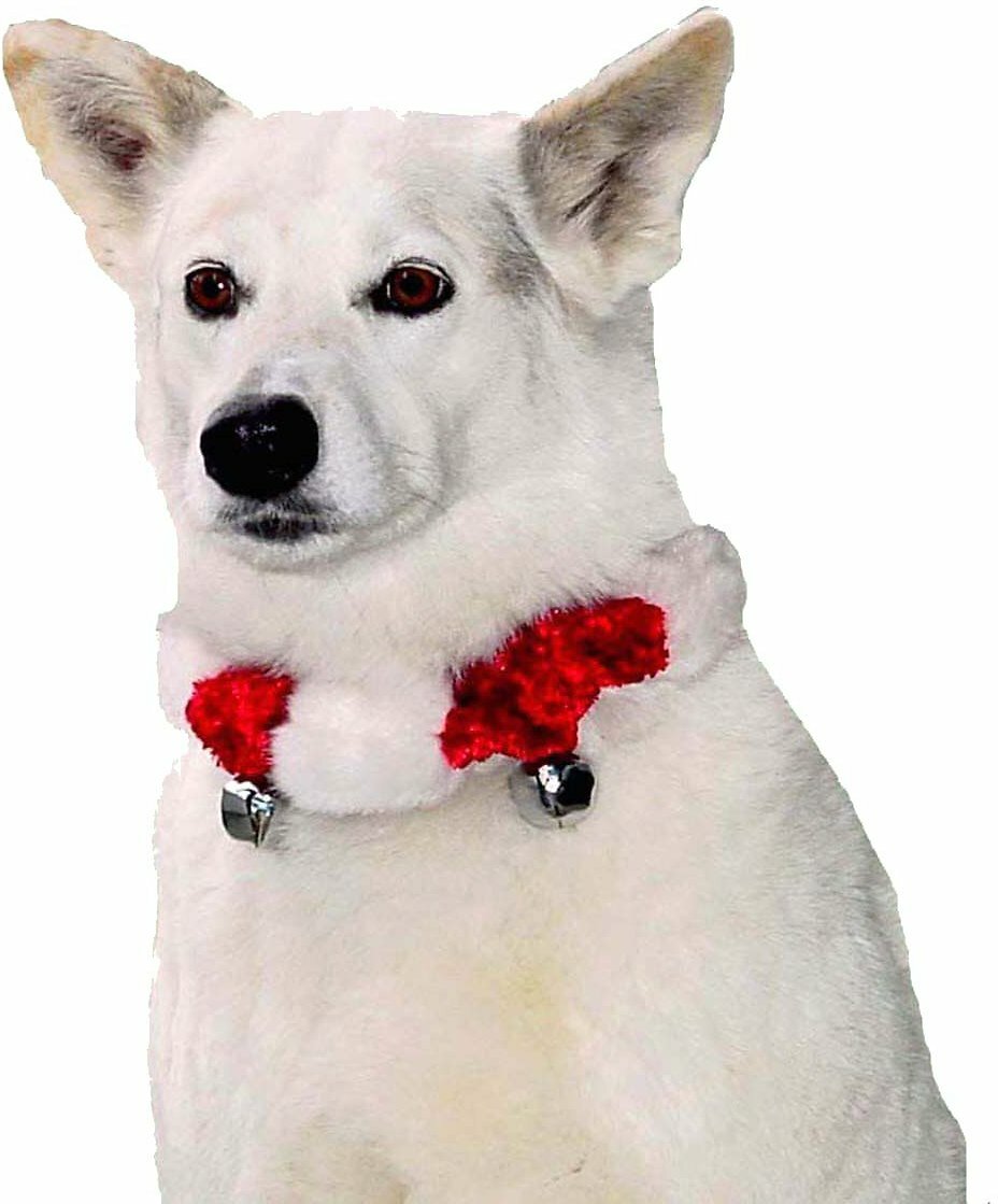 Outward Hound Dog Pet Plush Holiday Christmas Red Bell Collar